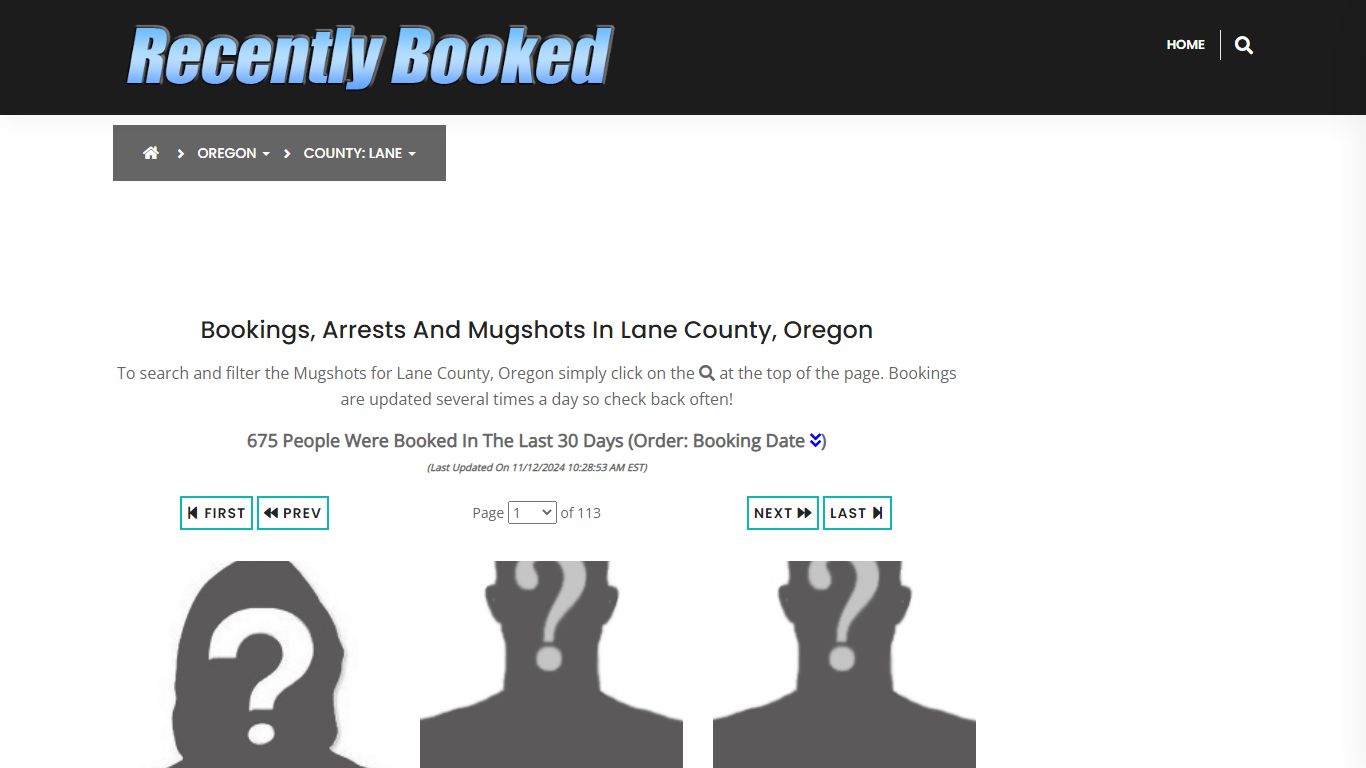 Bookings, Arrests and Mugshots in Lane County, Oregon - Recently Booked