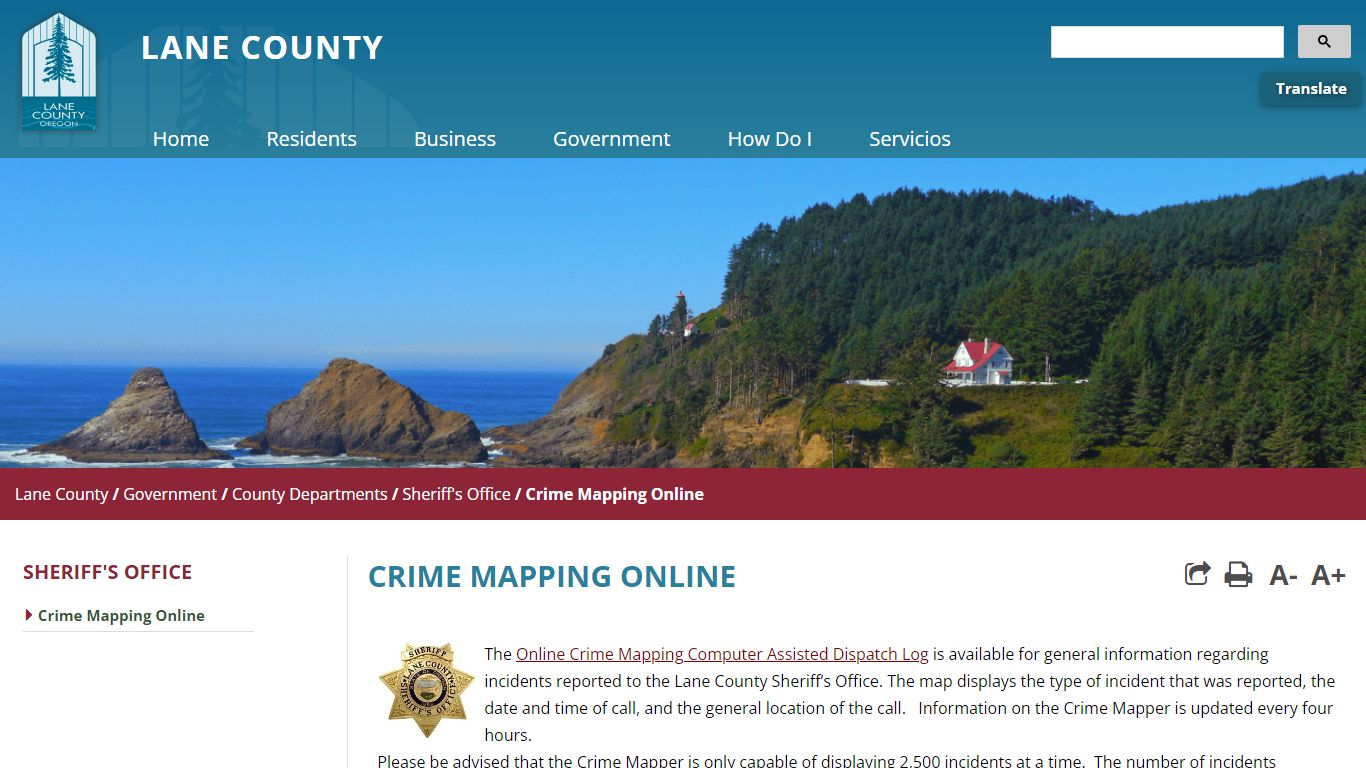 Crime Mapping Online - Lane County