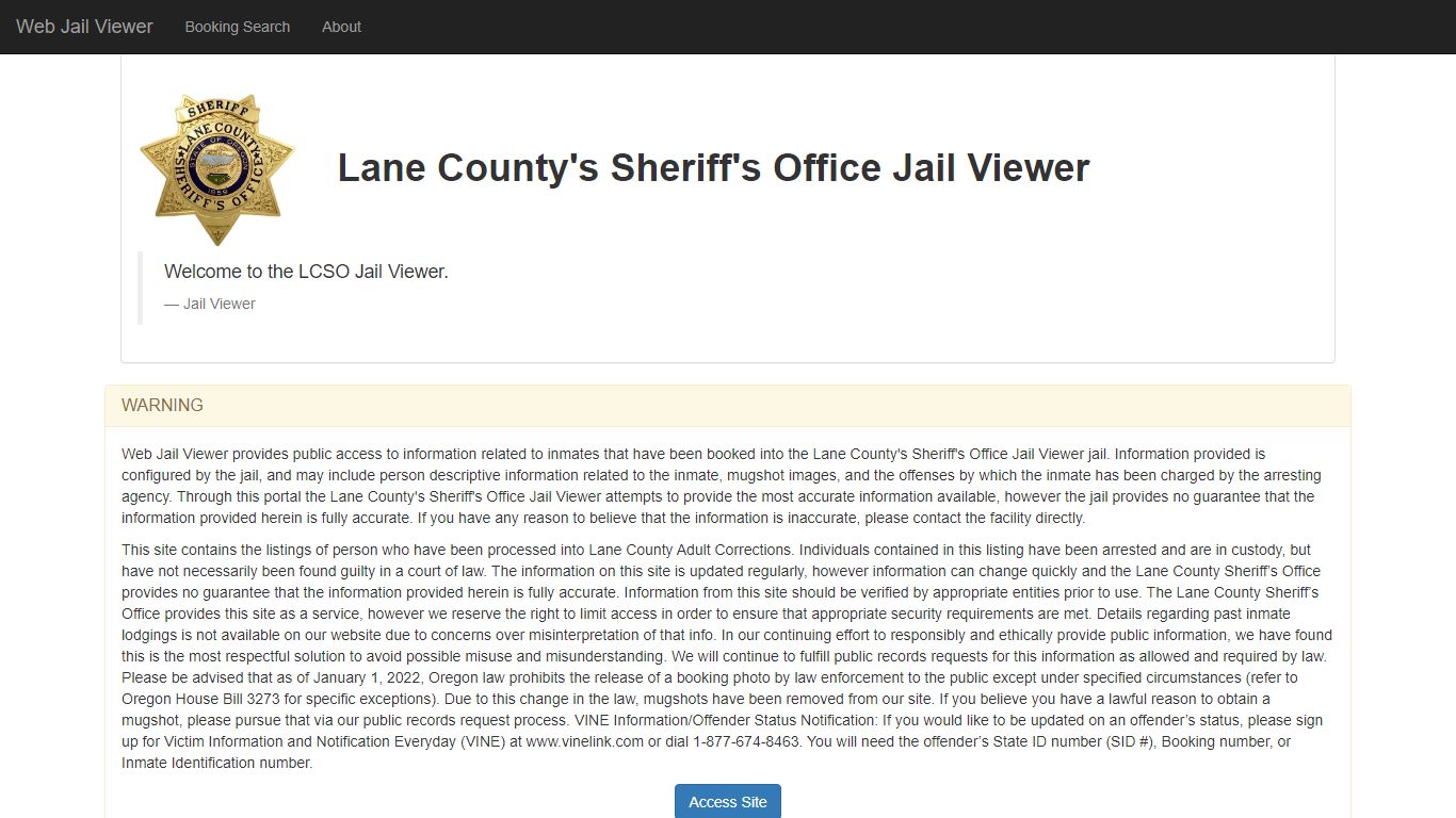 Lane County - Home Page - Web Jail Viewer